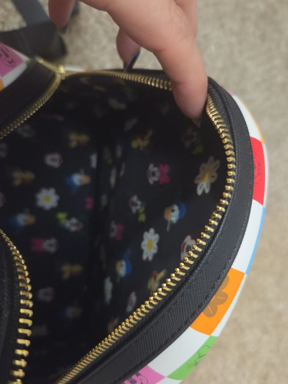 Loungefly Kids White Multicolor Disney Checkerboard Mini Backpack